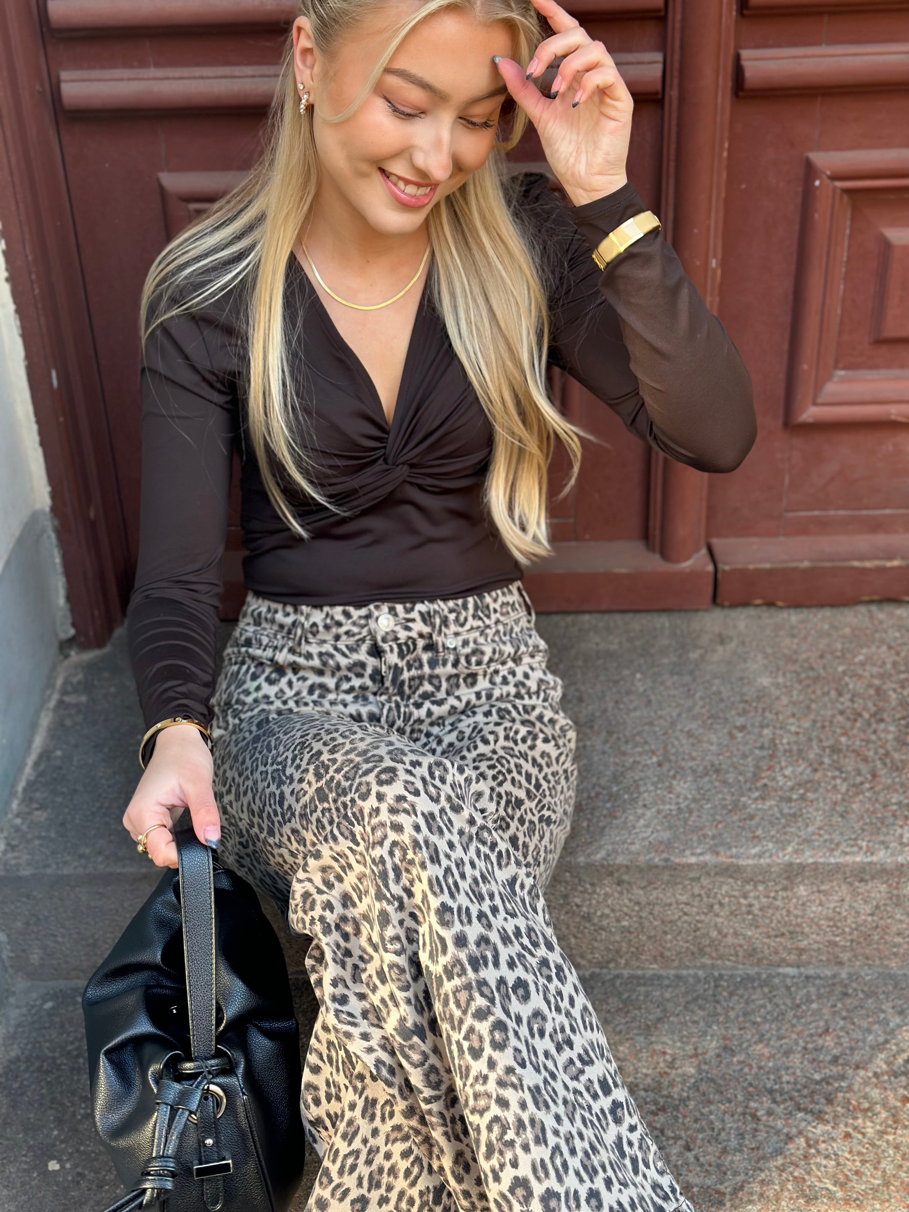 ONLY - LONE LIFE L/S KNOT TOP - CHOCOLATE TORTE