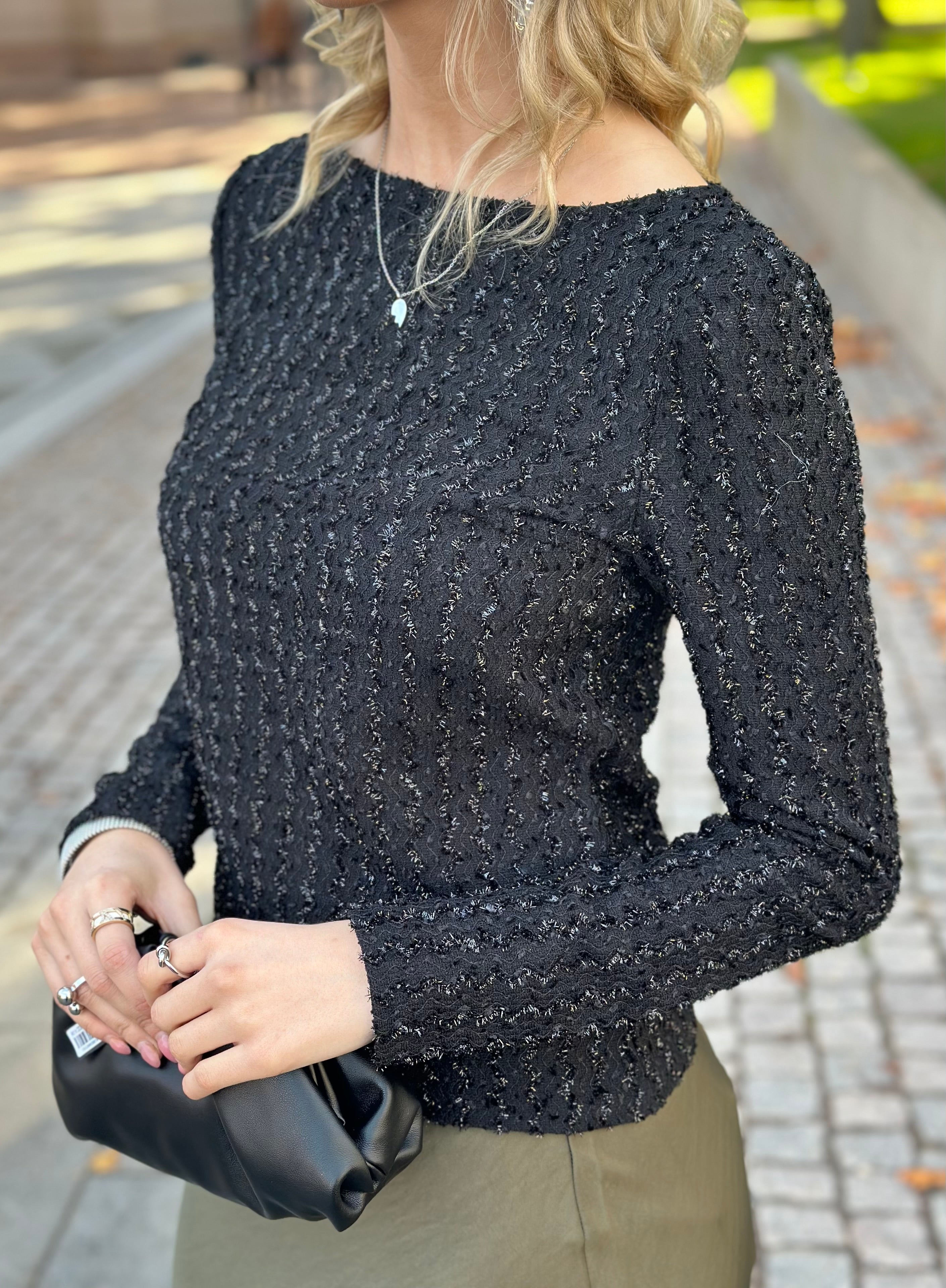 PIECES - RUTH LS TOP - BLACK