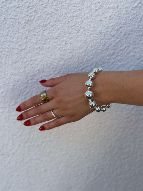 BOW19DETAILS - BEAD BRACELET - SILVER