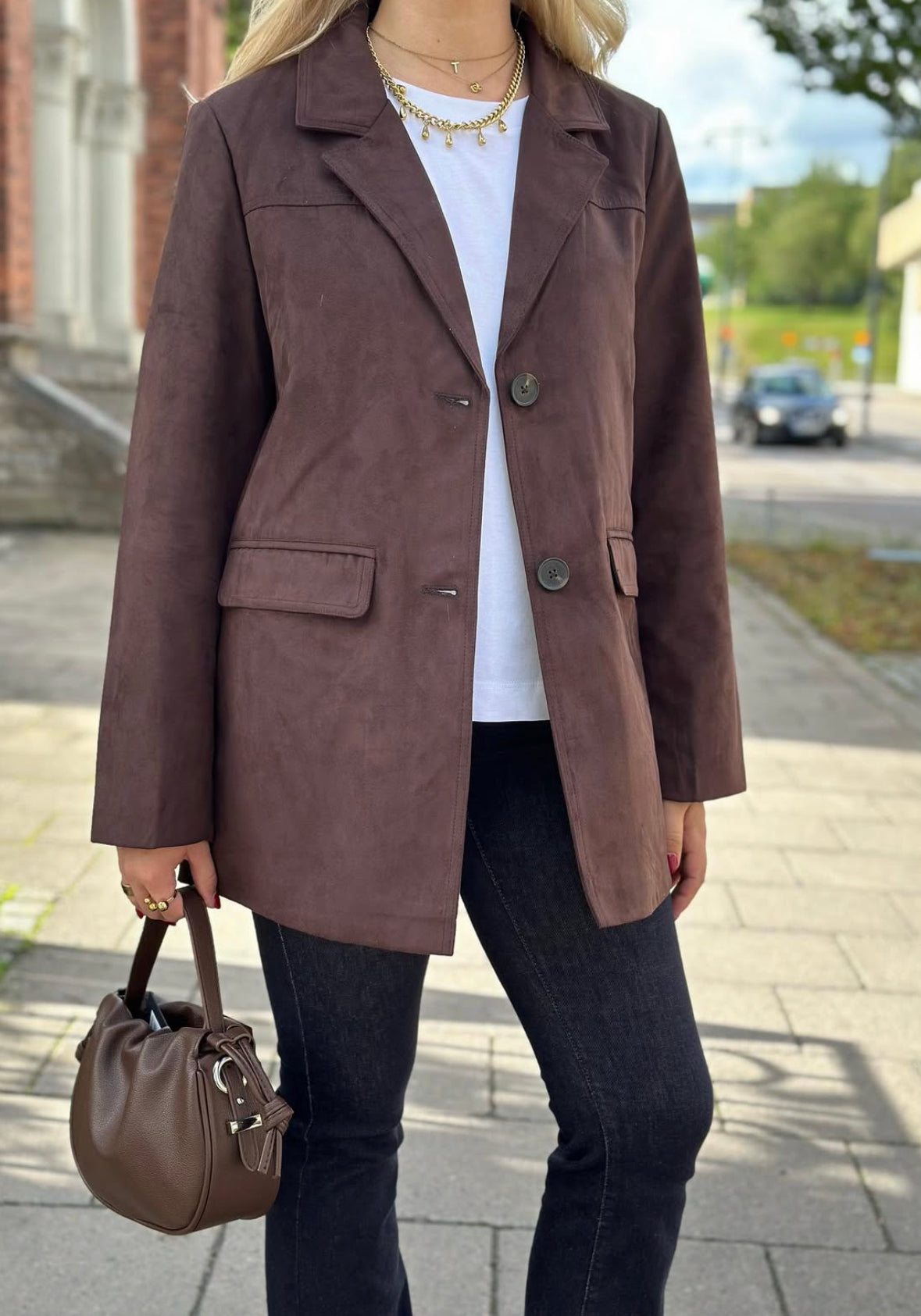 ONLY - BINE LIFE FAUX SUEDE BLAZER - MOLE