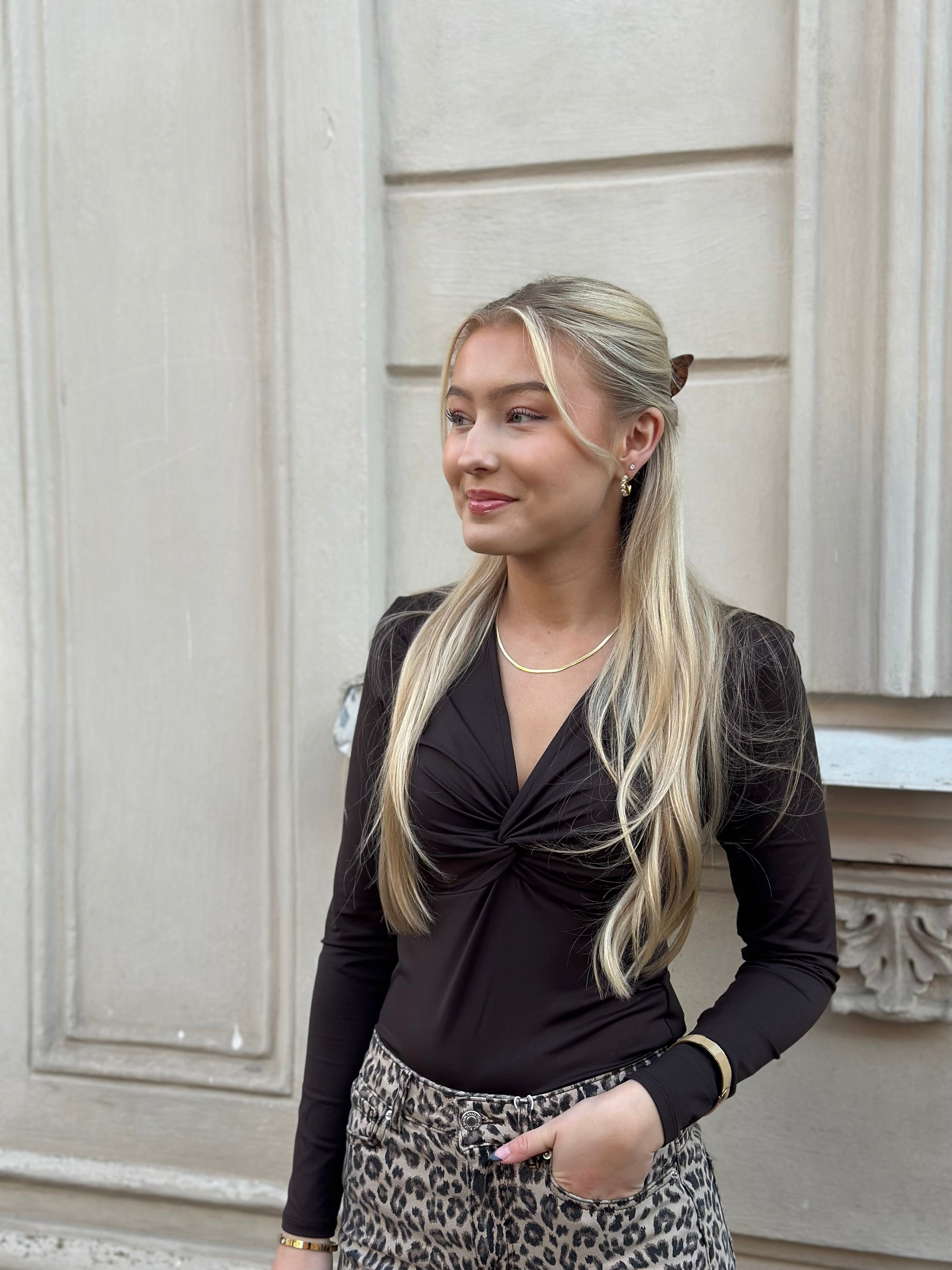 ONLY - LONE LIFE L/S KNOT TOP - CHOCOLATE TORTE