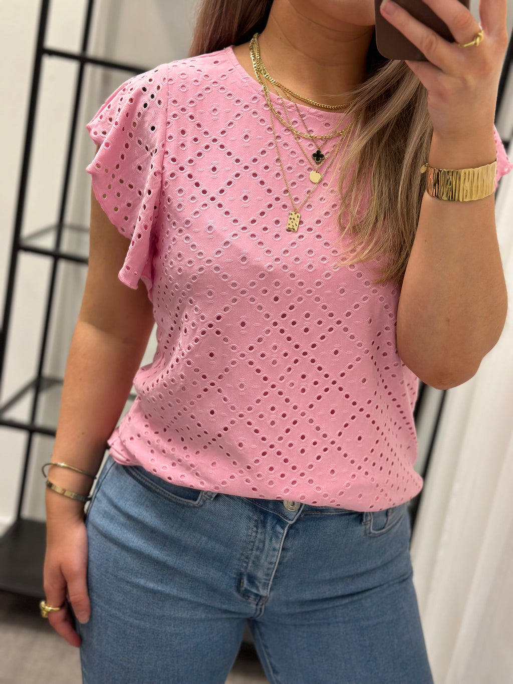 VEROMODA - TASSA SL FRILL TOP - BONBON
