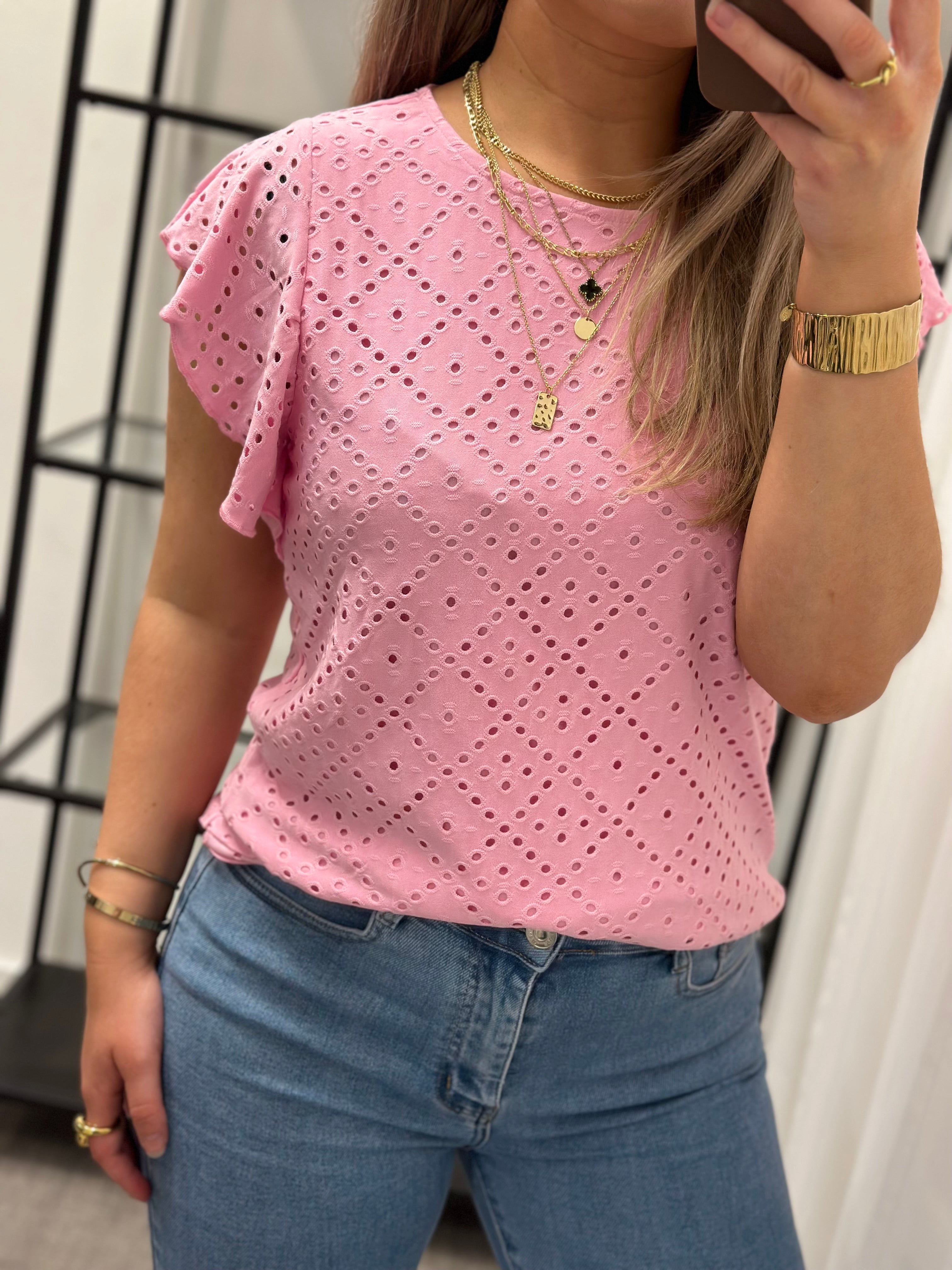 VEROMODA - TASSA SL FRILL TOP - BONBON