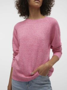 VERO MODA - DOFFY LS O-NECK BLOUSE - RASPBERRY SORBE/MELANGE