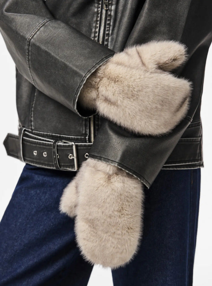 PIECES - JUTLANDIA MITTENS - GREIGE