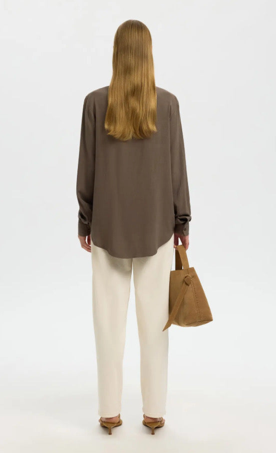 SELECTED FEMME - VIVA LS SUN SHIRT - CHOCOLATE CHIP