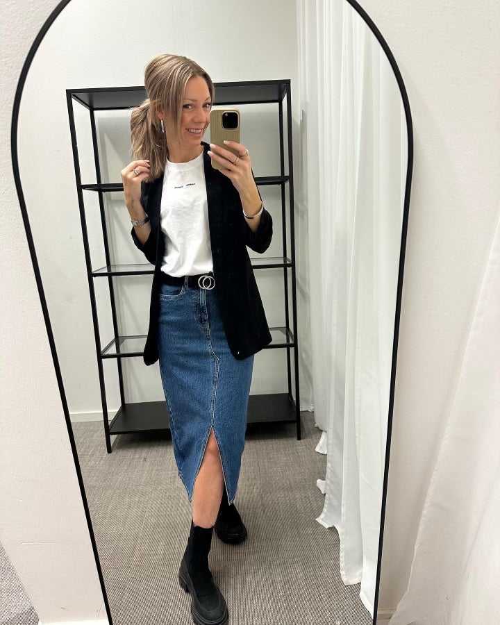 VERO MODA - VERI HR CALF DENIM SKIRT - MEDIUM BLUE DENIM