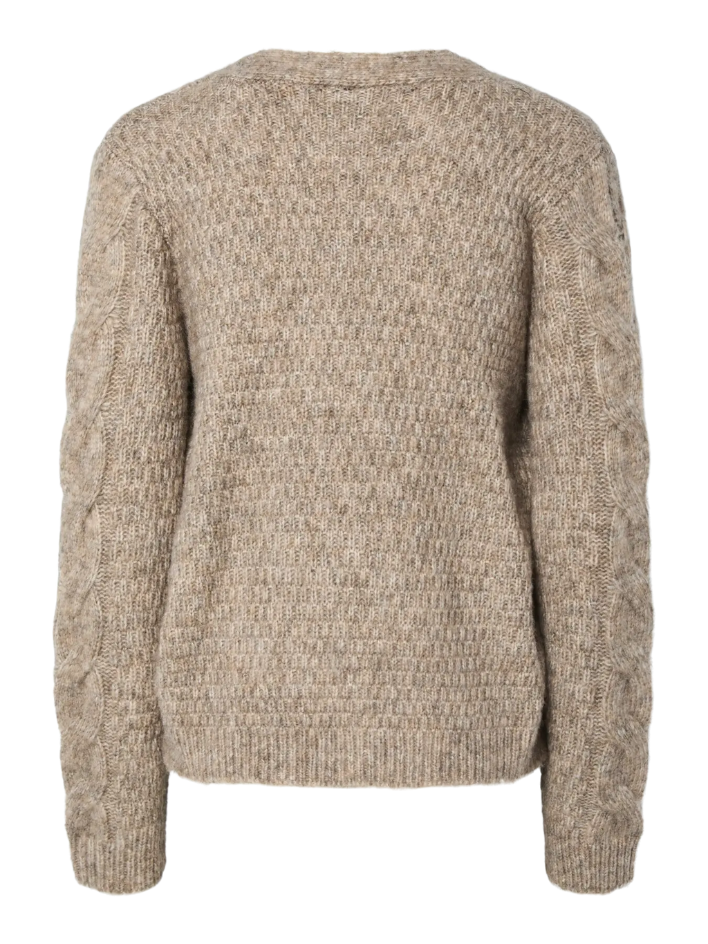 PIECES - NINA LS V-NECK KNIT CARDGIAN - FOSSIL