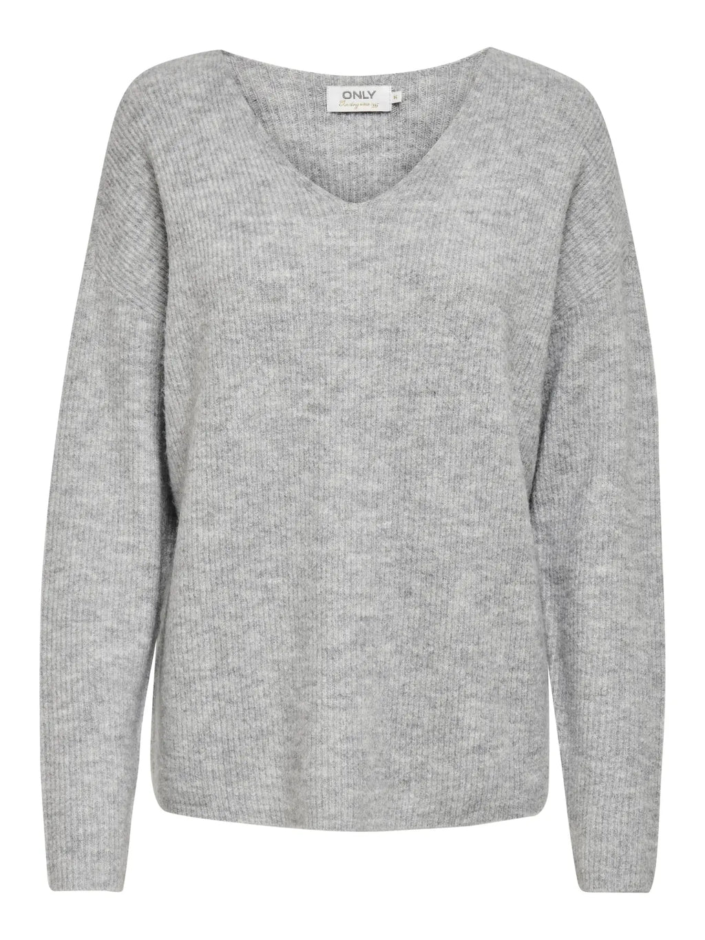 ONLY - CAMILLA V-NECK L/S PULLOVER KNIT - LIGHT GREY MELANGE