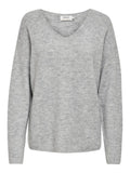 ONLY - CAMILLA V-NECK L/S PULLOVER KNIT - LIGHT GREY MELANGE