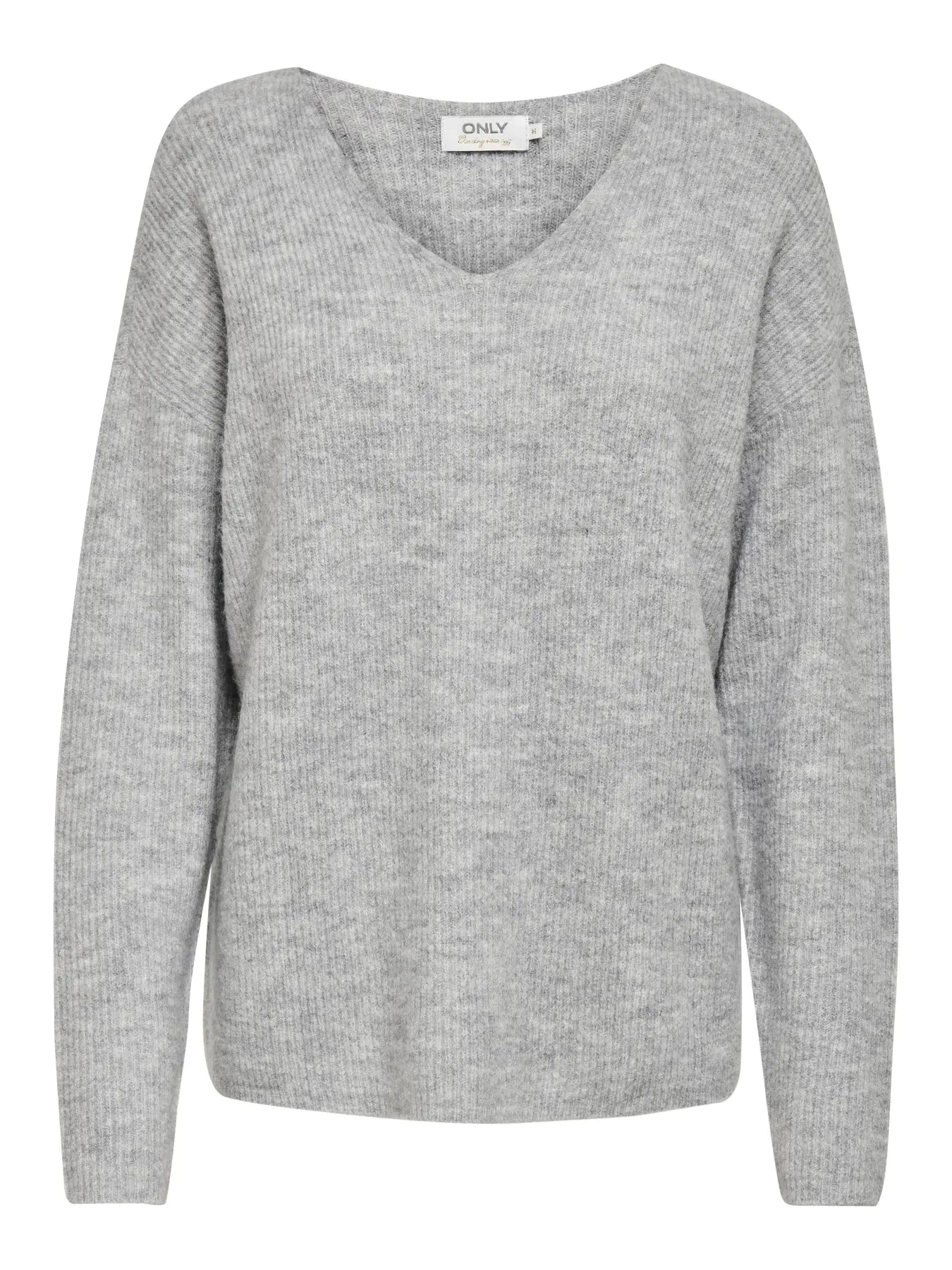 ONLY - CAMILLA V-NECK L/S PULLOVER KNIT - LIGHT GREY MELANGE