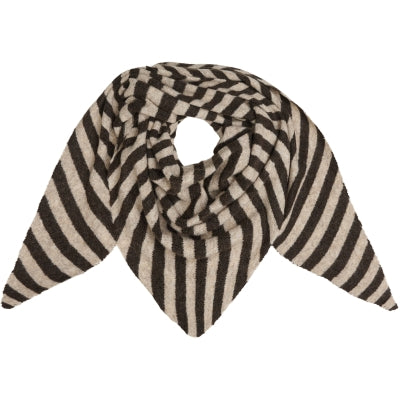 MARTA - KITTE SCARF - COFFEE/TAUPE STRIPE