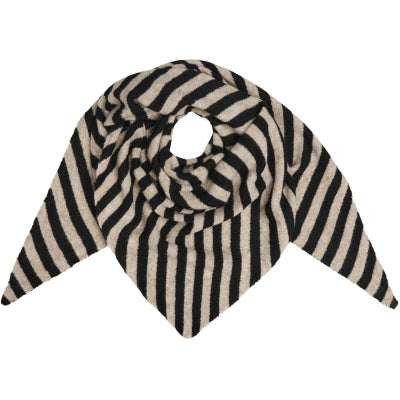 MARTA - KITTE SCARF - BLACK/ BEIGE STRIPE