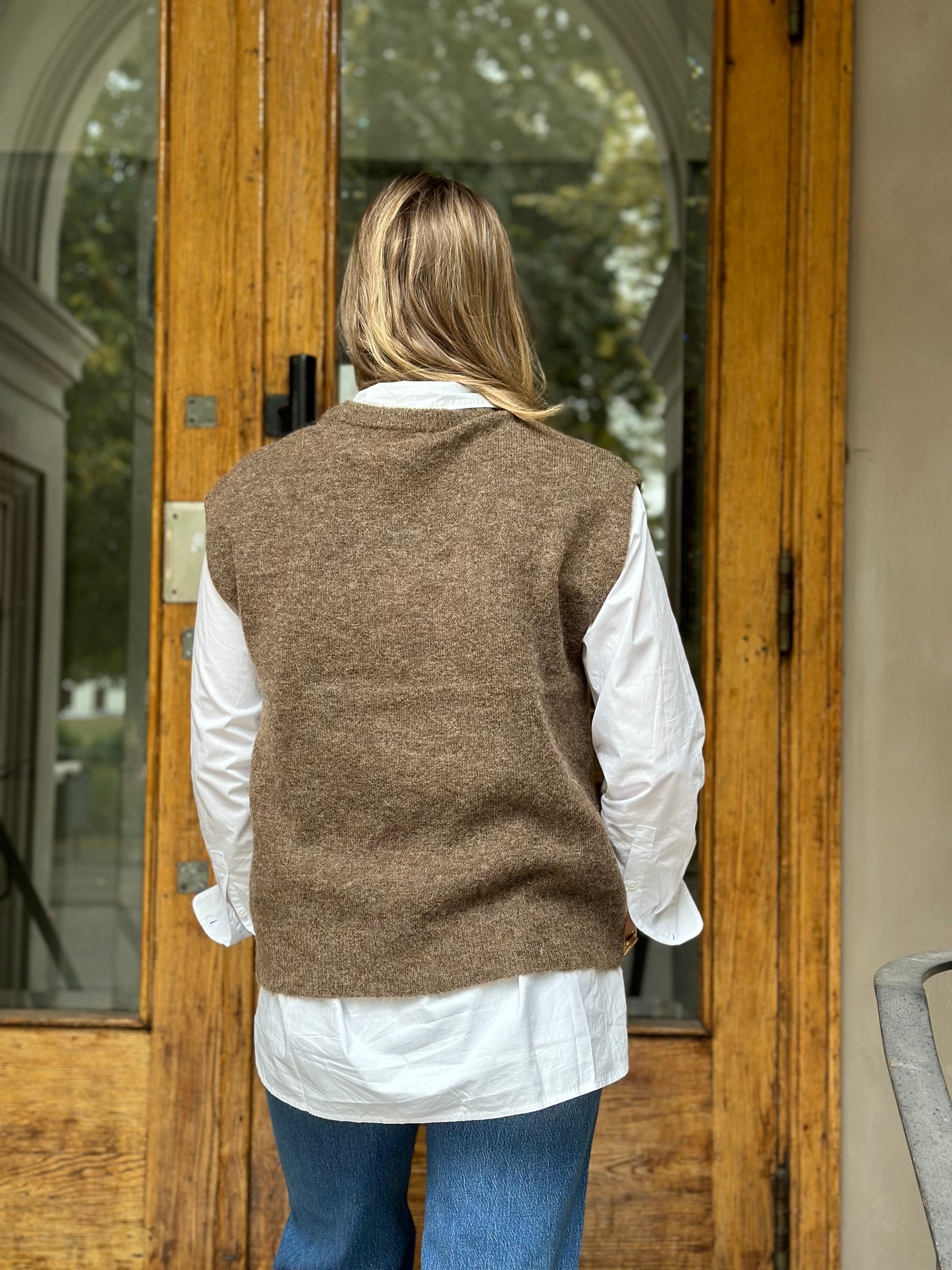 SELECTED FEMME - LULU SL KNIT VEST - DACHSHUND/MELANGE