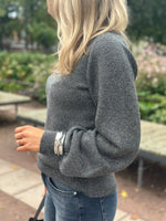 Ladda upp bild till gallerivisning, JDY - RUE GLITTER L/S BOAT PULLOVER - DARK GREY MELANGE/LUREX
