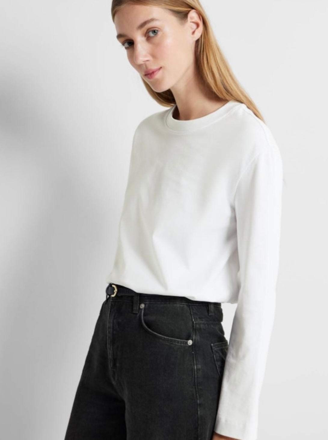 SELECTED FEMME - ESSENTIAL LS BOXY TEE - BRIGHT WHITE