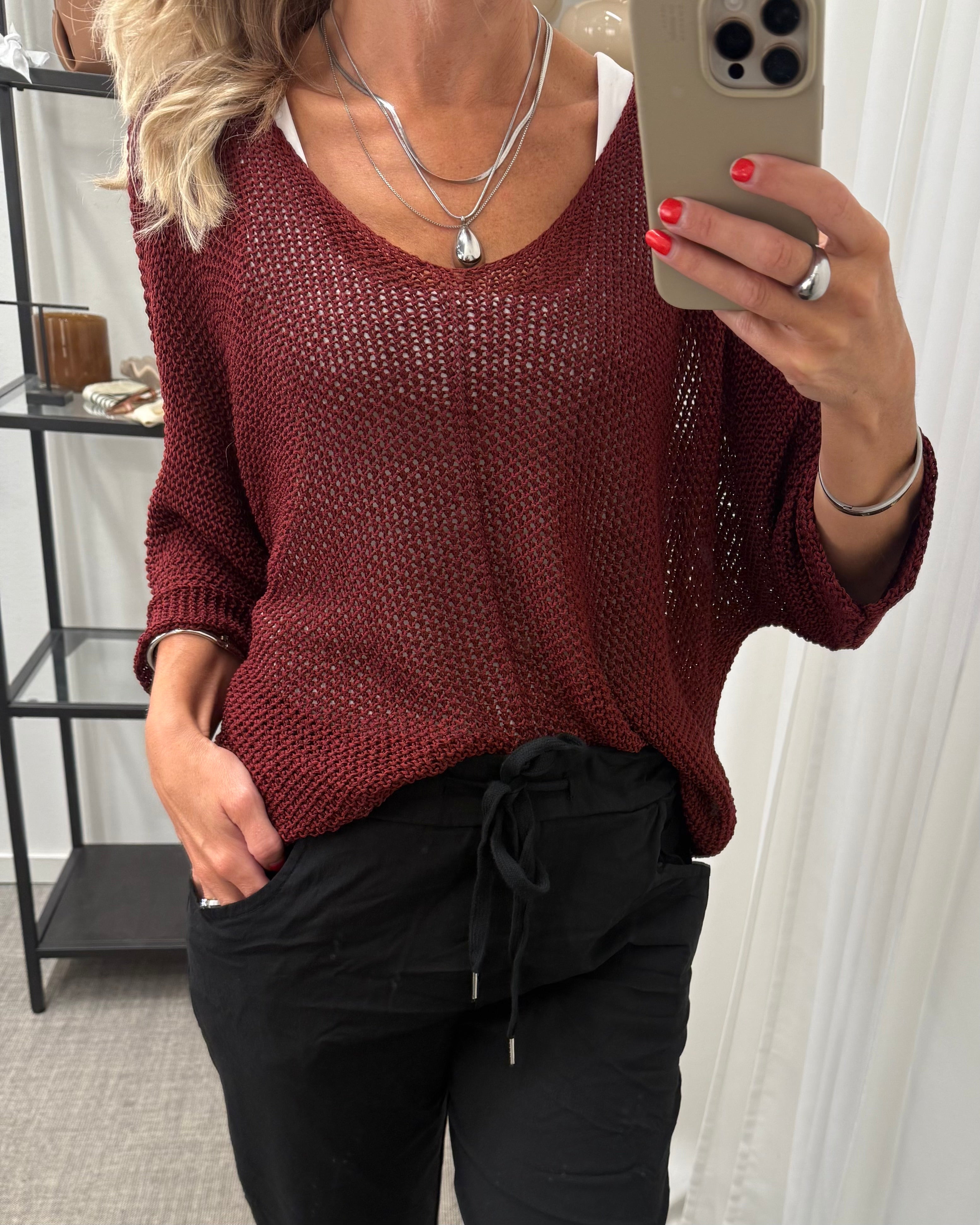 MARTA - STICKAD TRÖJA 7010 - BORDEAUX