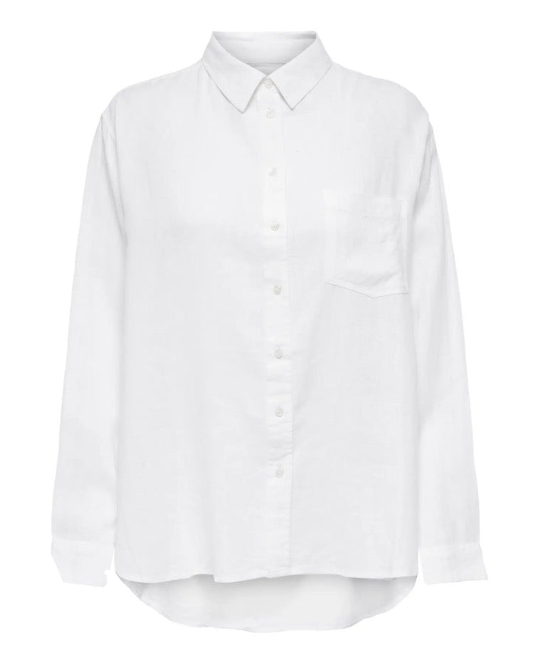 ONLY - TOKYO L/S LINEN BLEND SHIRT - BRIGHT WHITE