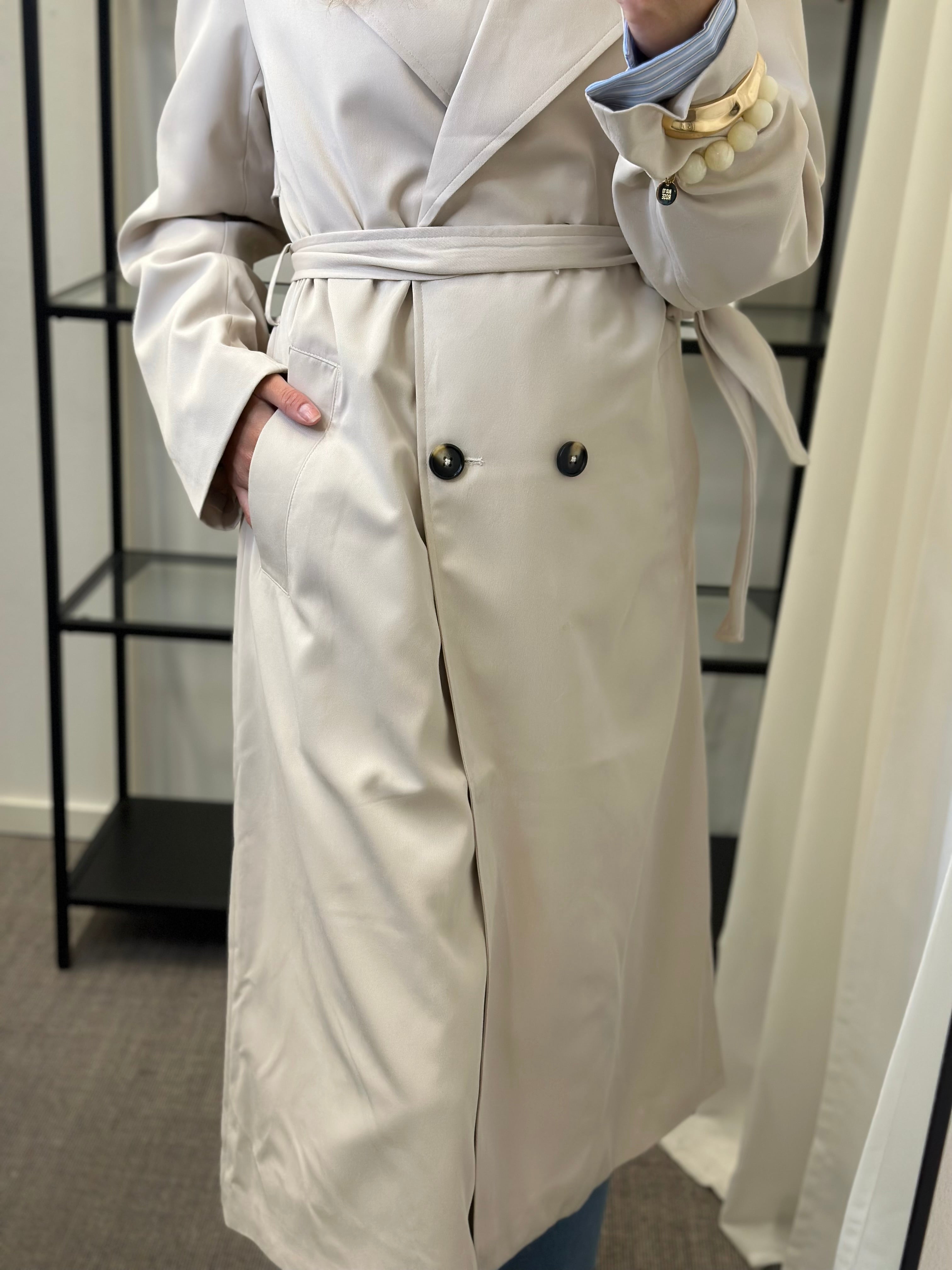 PIECES - SCARLETTE LS TRENCHCOAT - SILVER GREY