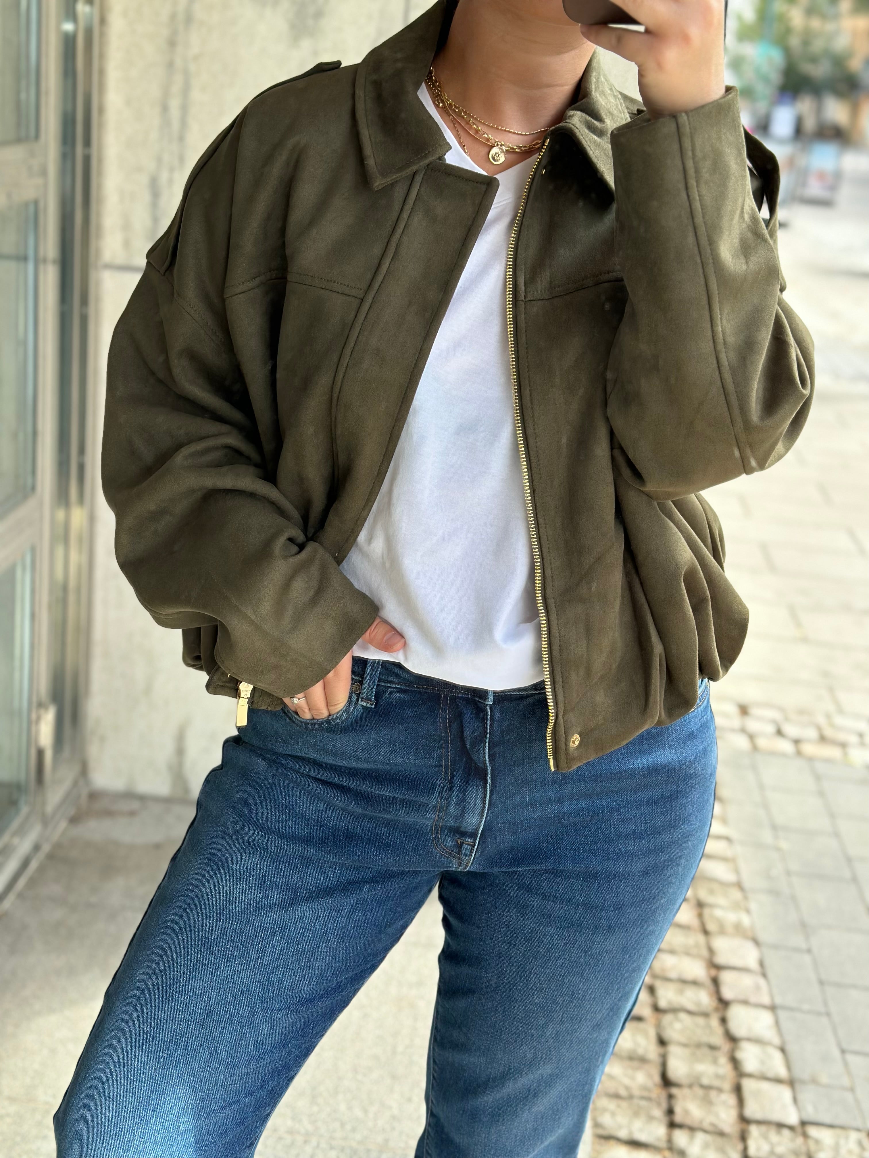 ONLY - MOON-STINA FAUX SUEDE BOMBER JACKET - GRAPE LEAF