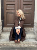 PIECES - AYA LONG COAT - HOT FUDGE
