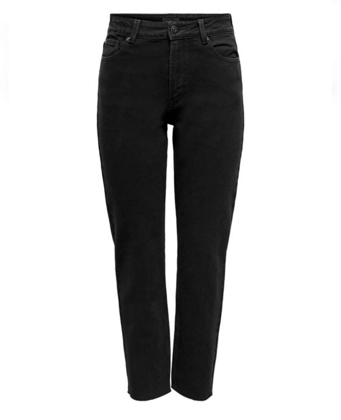 ONLY - EMILY HW STR CRP ANK RAW - BLACK DENIM
