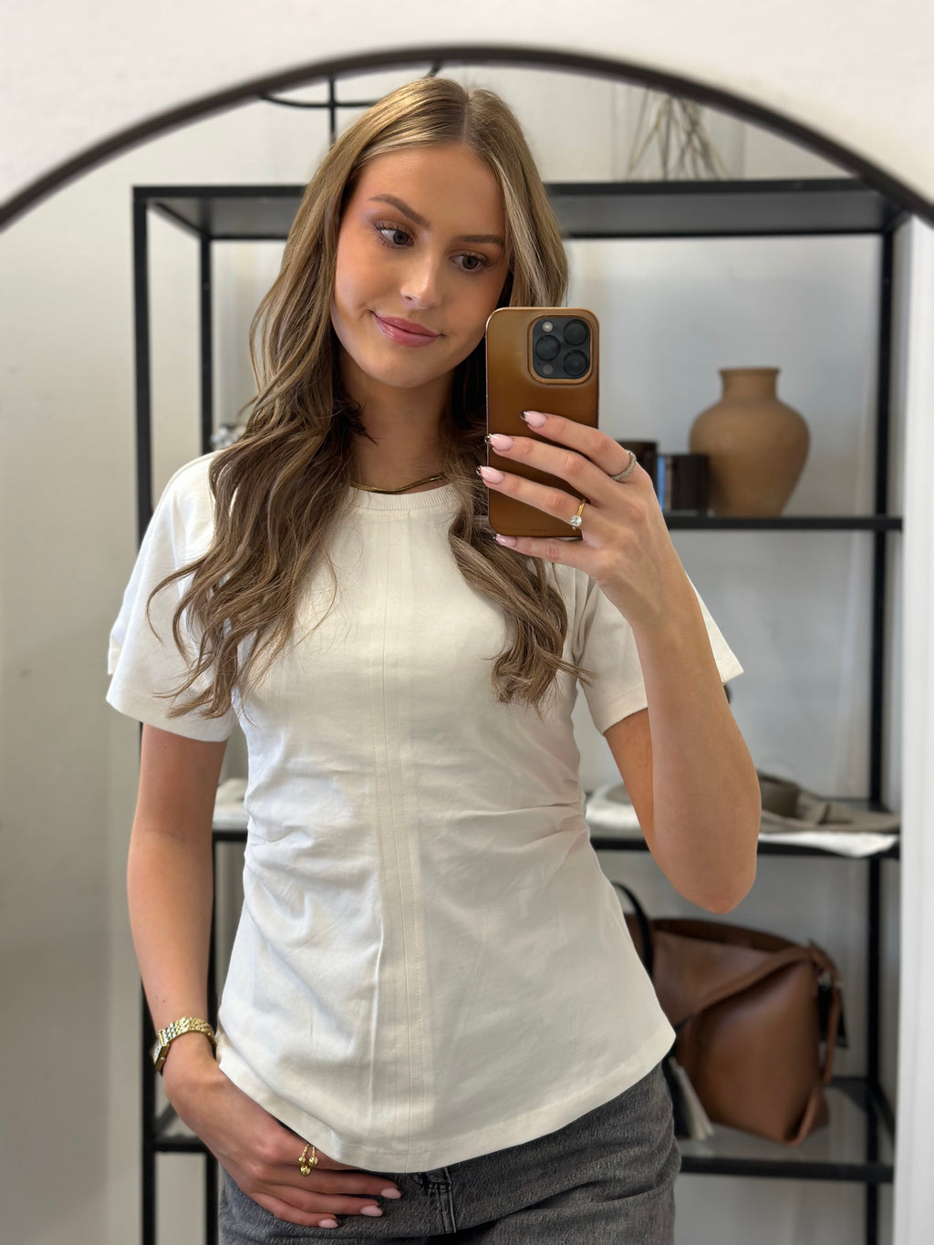 ONLY - MARIE LIFE S/S RUCHING TOP - CLOUD DANCER