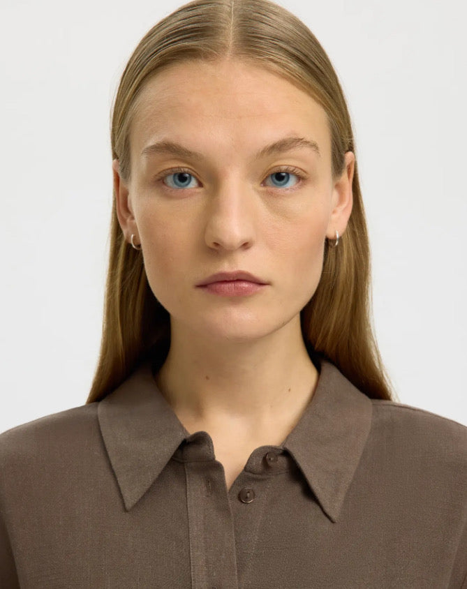 SELECTED FEMME - VIVA LS SUN SHIRT - CHOCOLATE CHIP