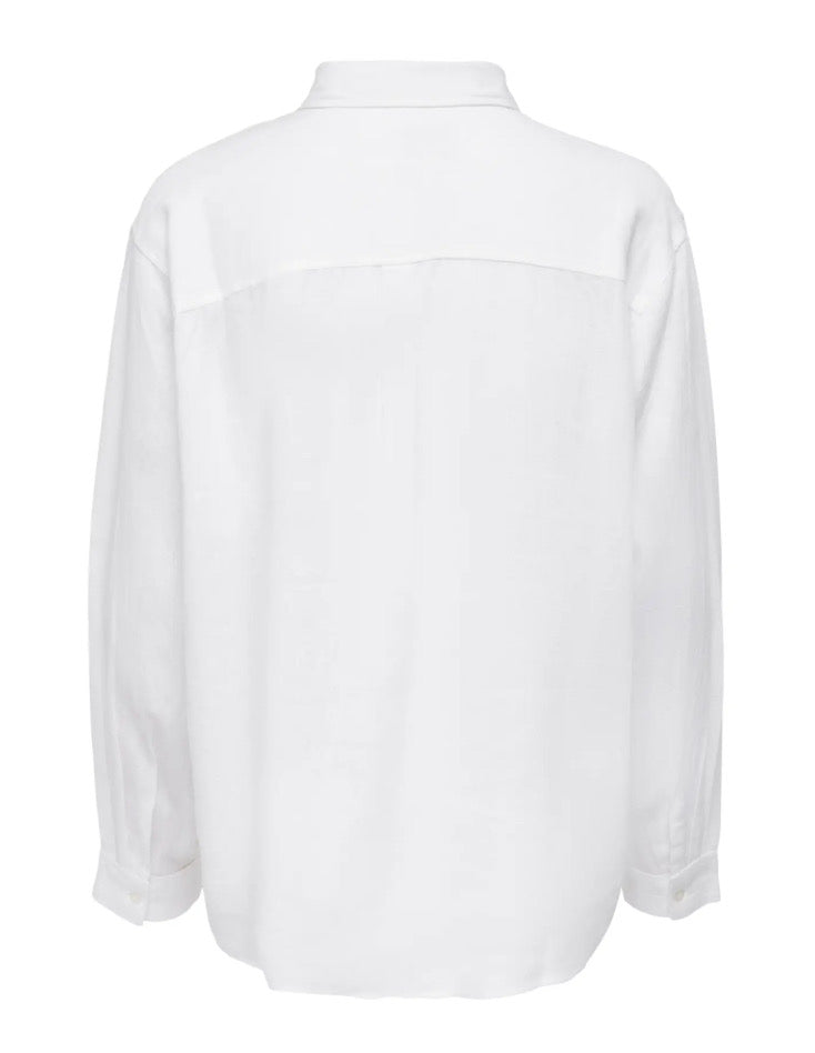 ONLY - TOKYO L/S LINEN BLEND SHIRT - BRIGHT WHITE