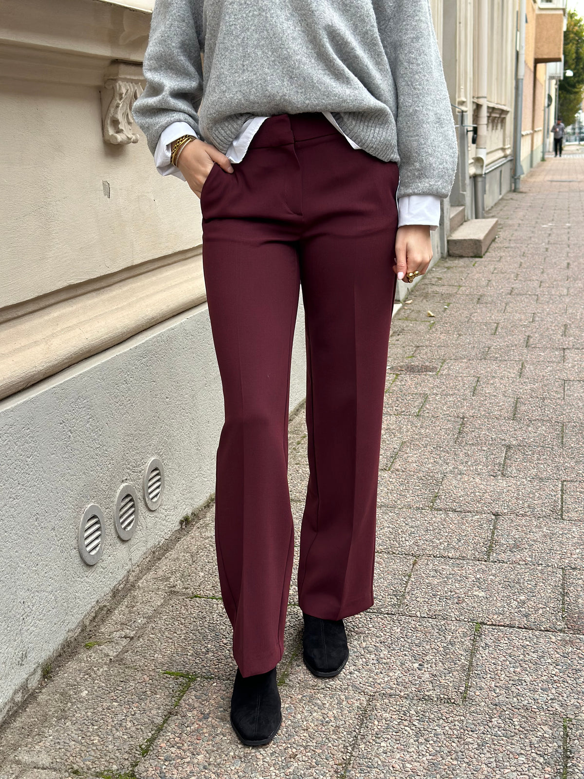 SELECTED FEMME - RITA MV WIDE PANT - TAWNY PORT MELANGE