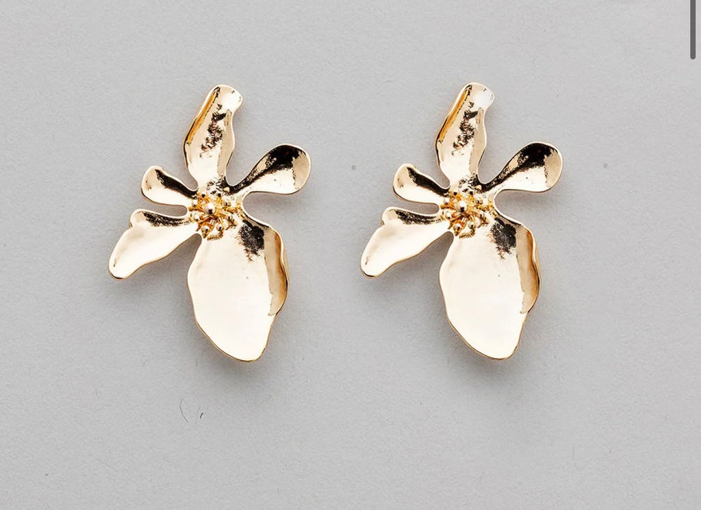 BOW19 DETAILS - FLOWER GOLD EARRINGS