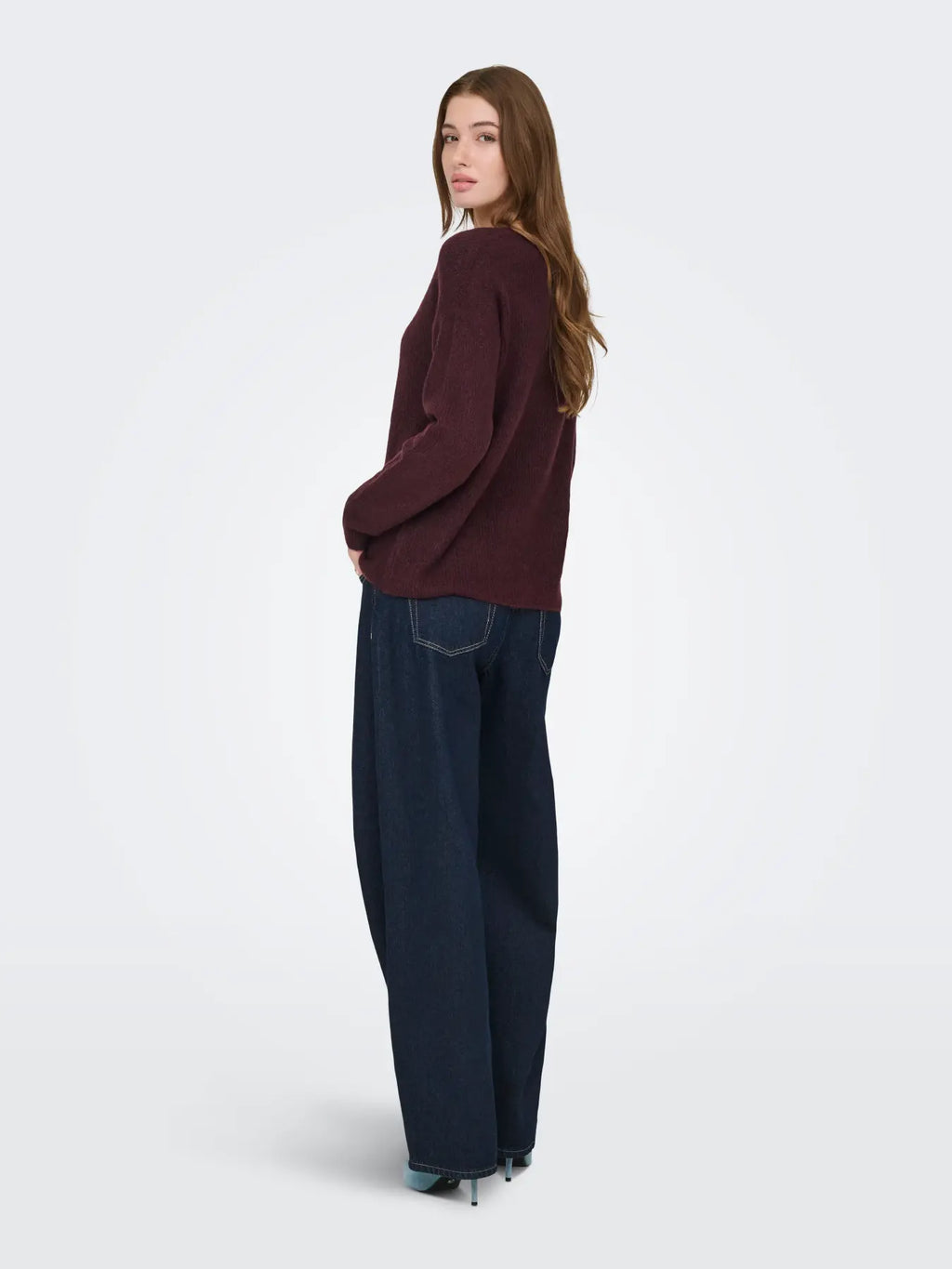 ONLY - CAMILLA V-NECK L/S PULLOVER KNIT - PORT ROYALE MELANGE