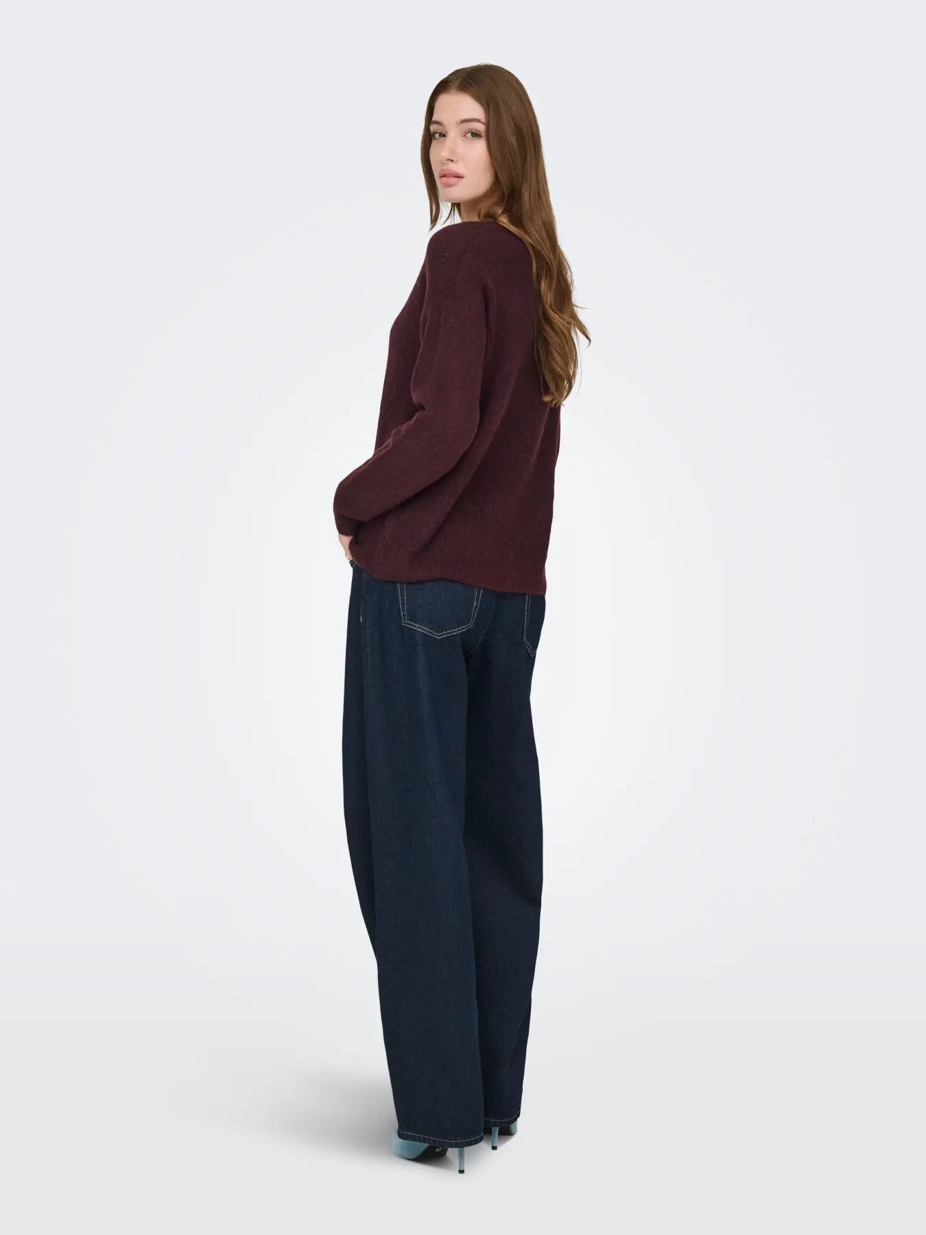 ONLY - CAMILLA V-NECK L/S PULLOVER KNIT - PORT ROYALE MELANGE