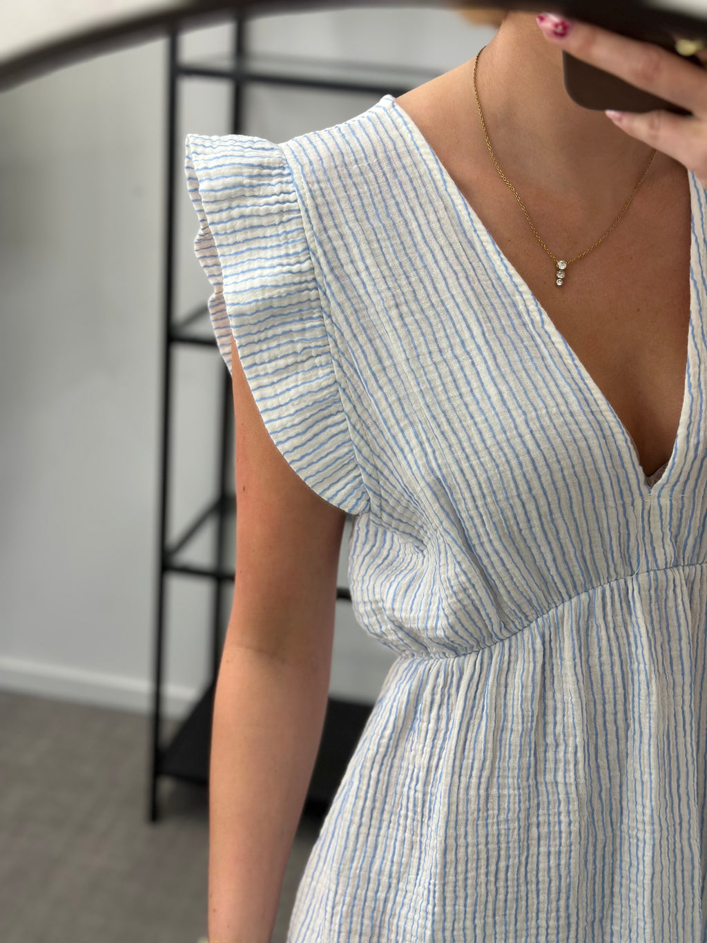 JÖRLEVIK - STRIPE DRESS - WHITE/BLUE