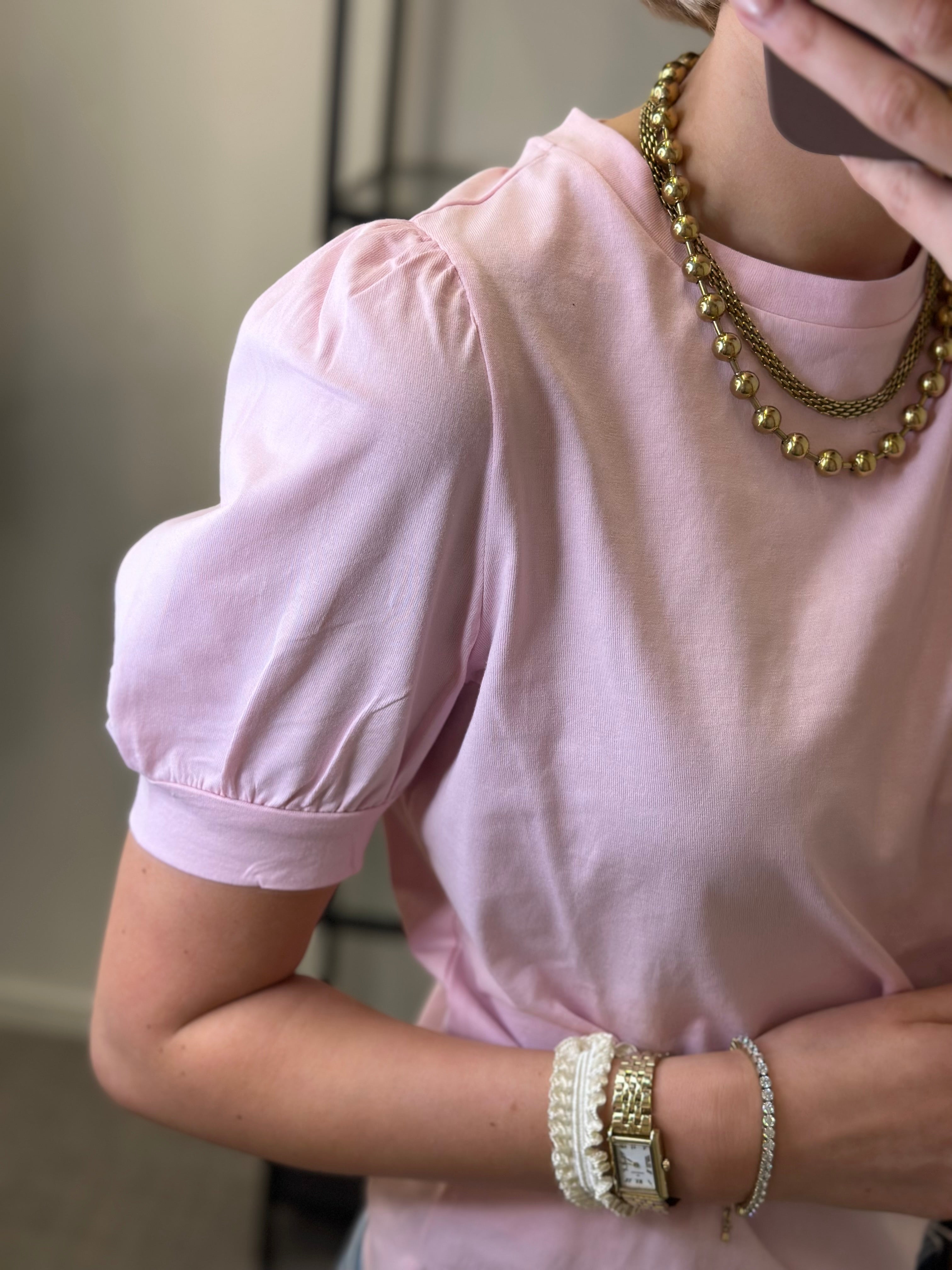 AWARE - KERRY 2/4 O-NECK TOP - PARFAIT PINK