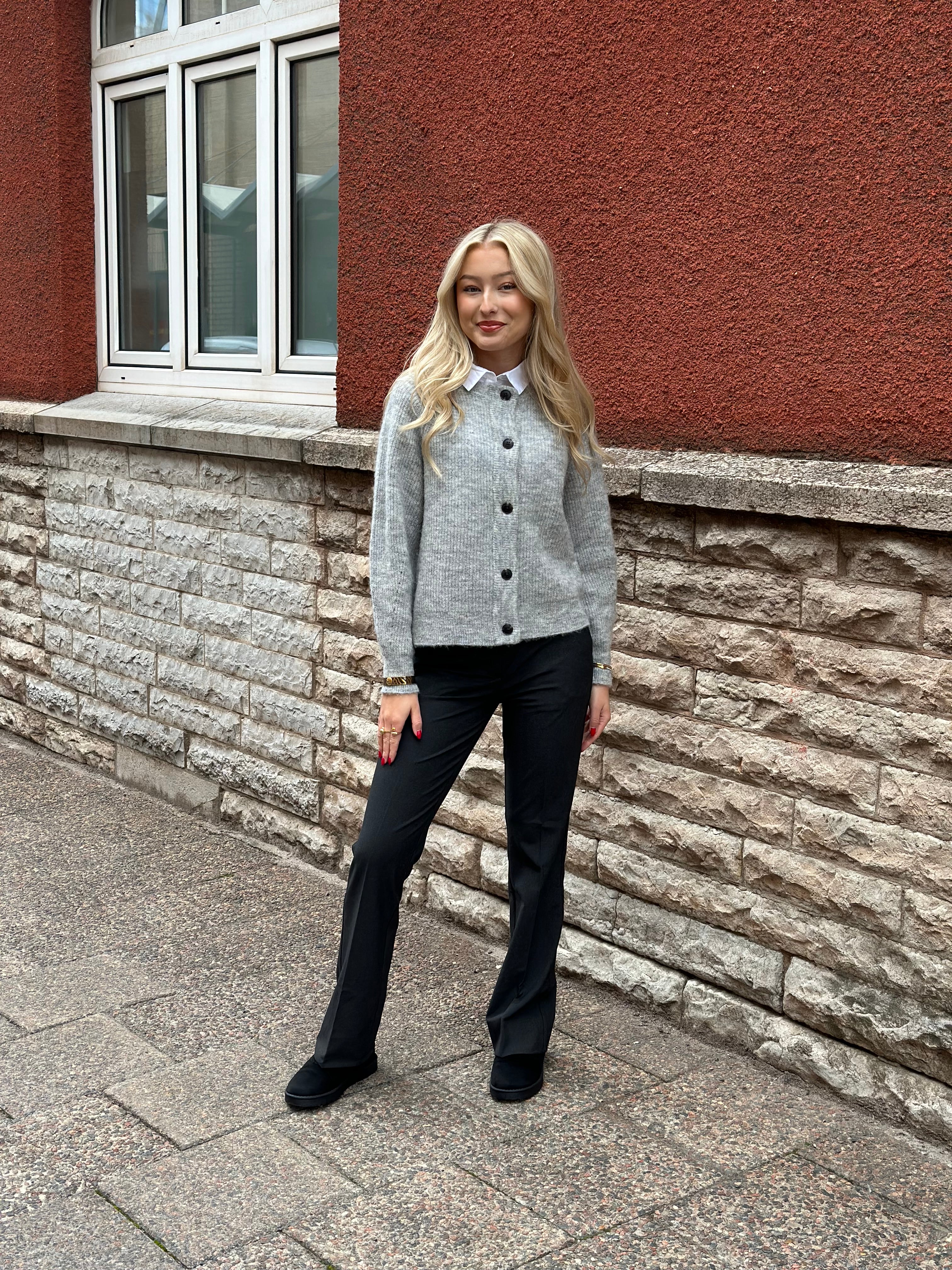 SELECTED FEMME - LULU SHORT CARDIGAN - LIGHT GREY MELANGE