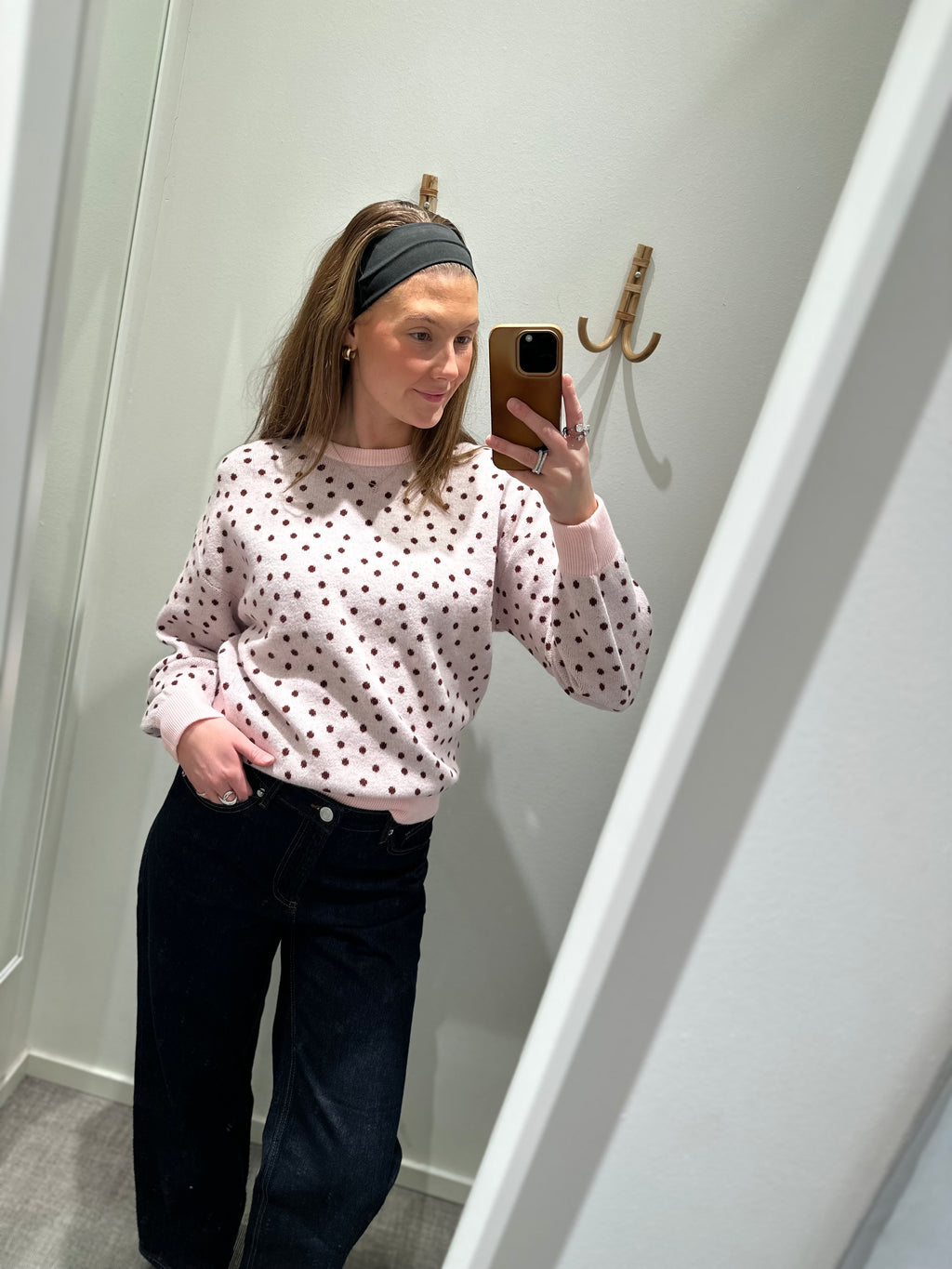 PIECES - NANCY LS O-NECK DOT KNIT - ROSEATE SPOONBI/WINETAISTING