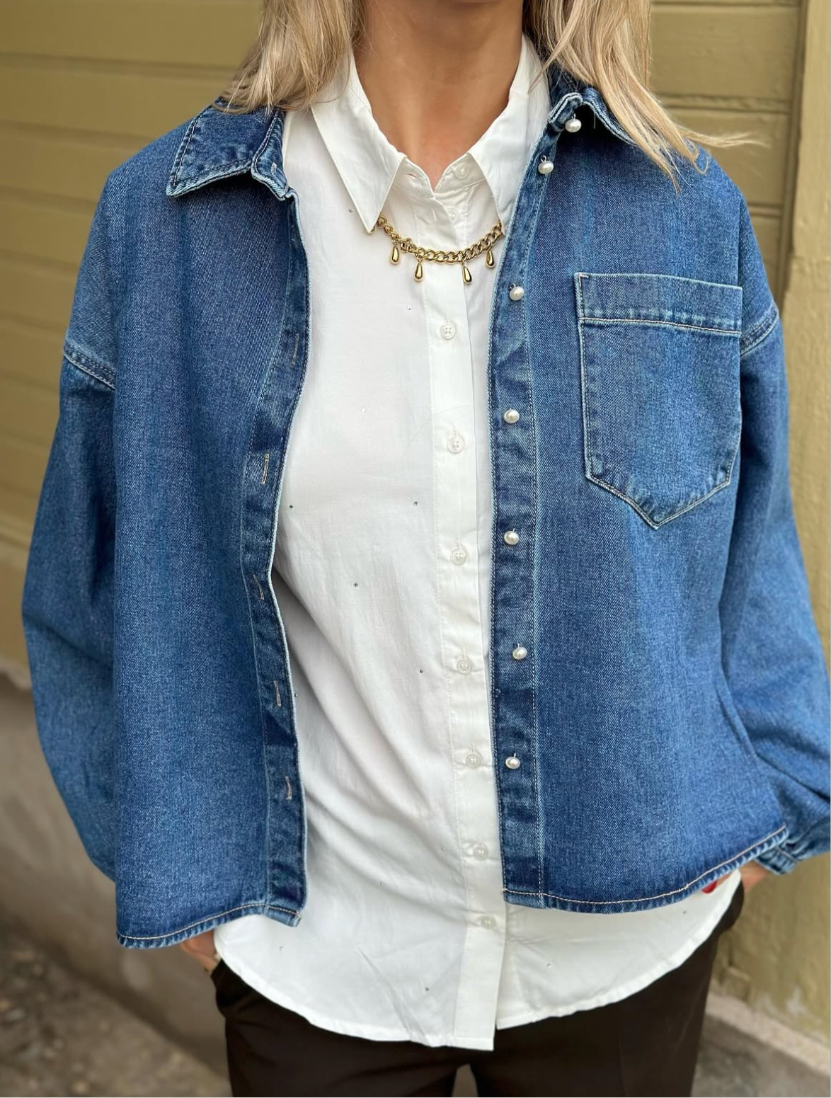VEROMODA - ELORA LS DENIM SHIRT - MEDIUM BLUE DENIM