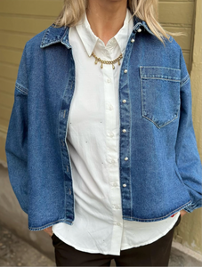 VEROMODA - ELORA LS DENIM SHIRT - MEDIUM BLUE DENIM