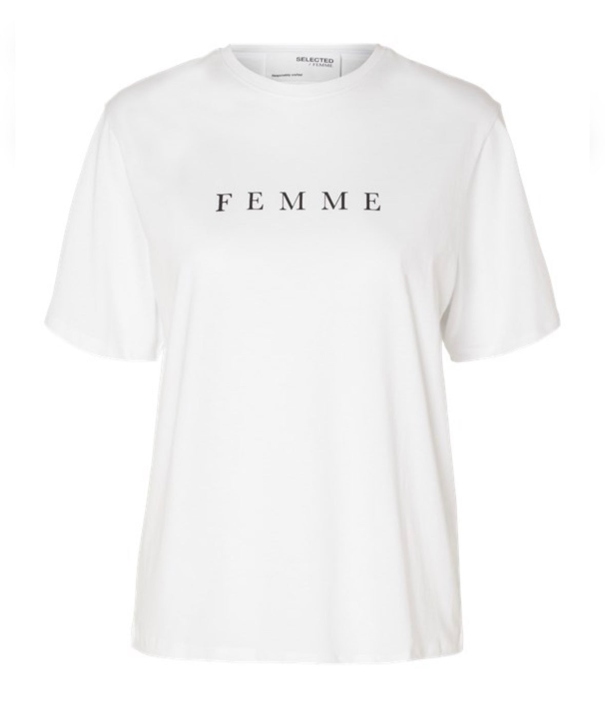 SELECTED FEMME - VILJA SS PRINTED TEE - BRIGHT WHITE