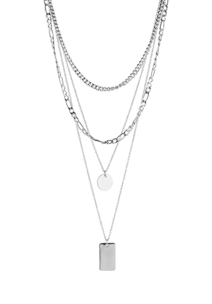 PIECES - OKIA COMBI NECKLACE - SILVER