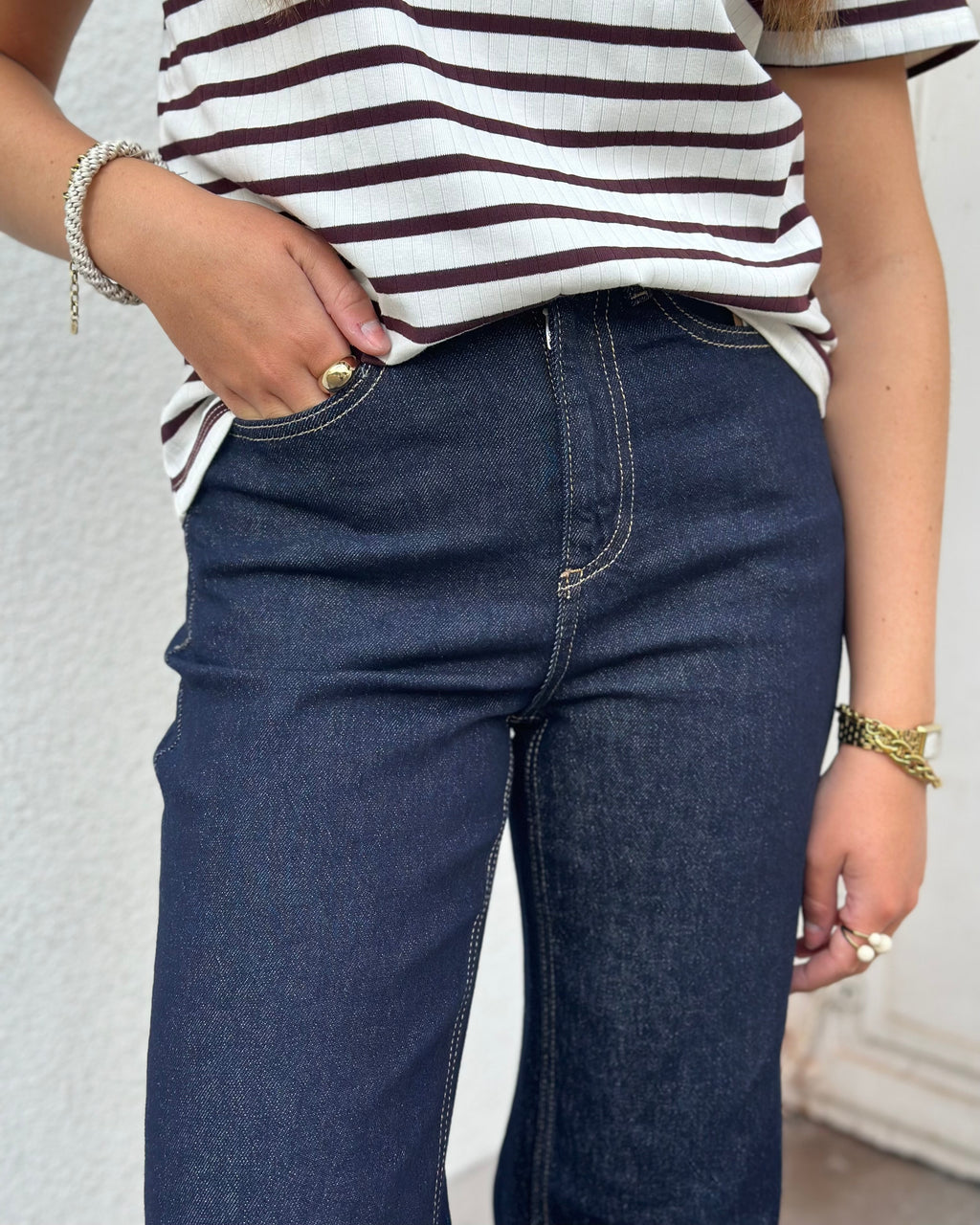 VERO MODA - TESSA HR WIDE JEANS RA369 - DARK BLUE DENIM/RINSE