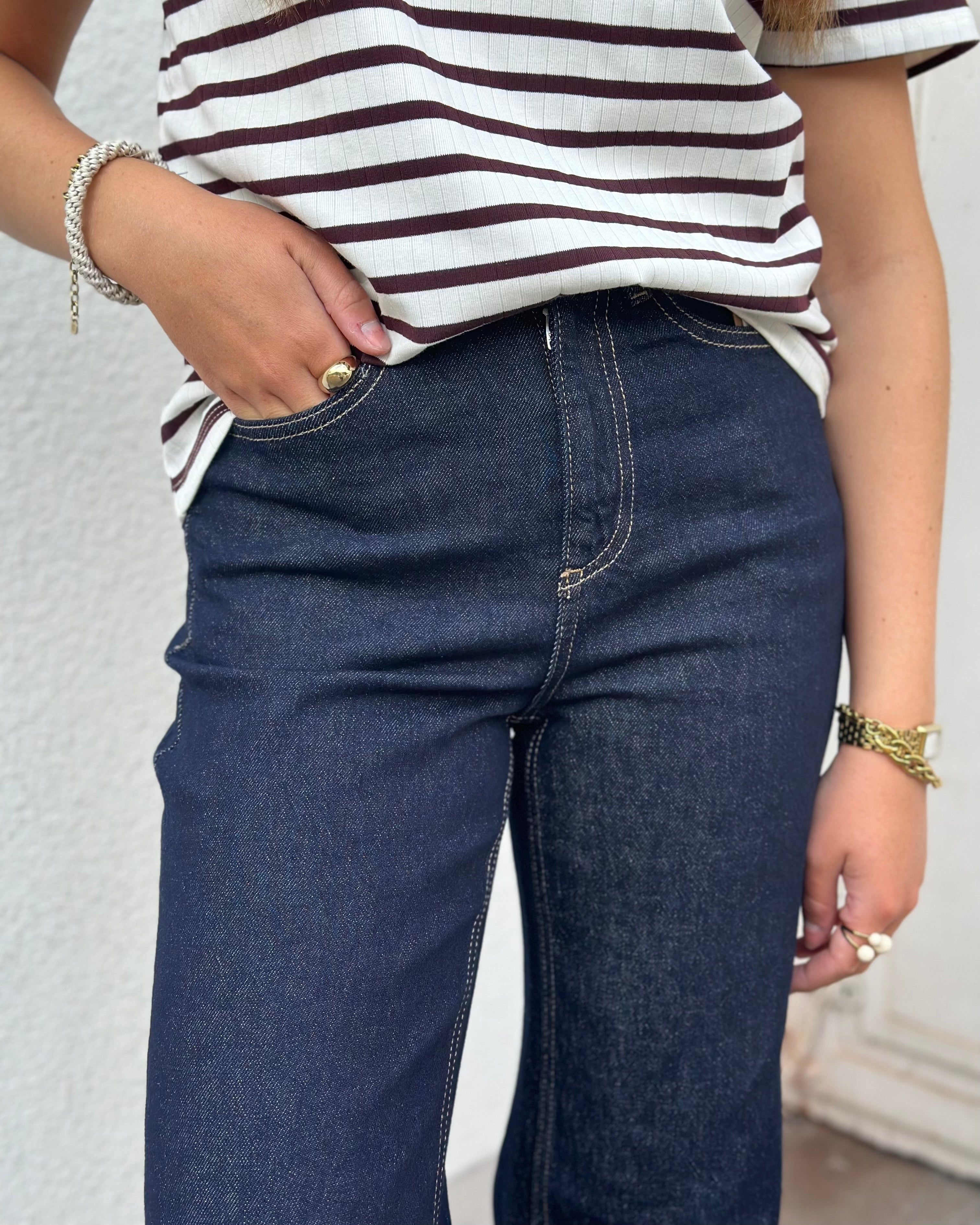 VERO MODA - TESSA HR WIDE JEANS RA369 - DARK BLUE DENIM/RINSE