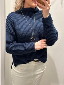 SELECTED FEMME - SELMA LS KNIT PULLOVER - DARK SAPPHIRE