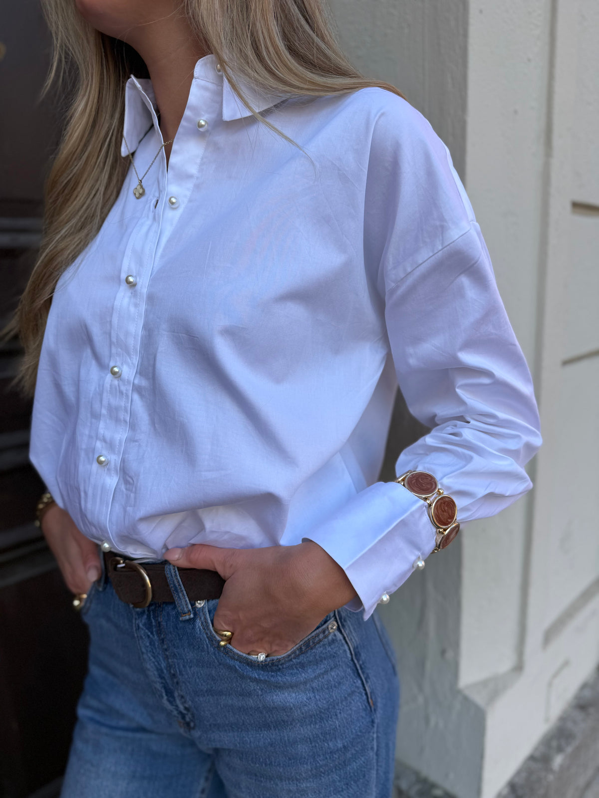 JDY - WILLOW L/S LOOSE PEARL SHIRT