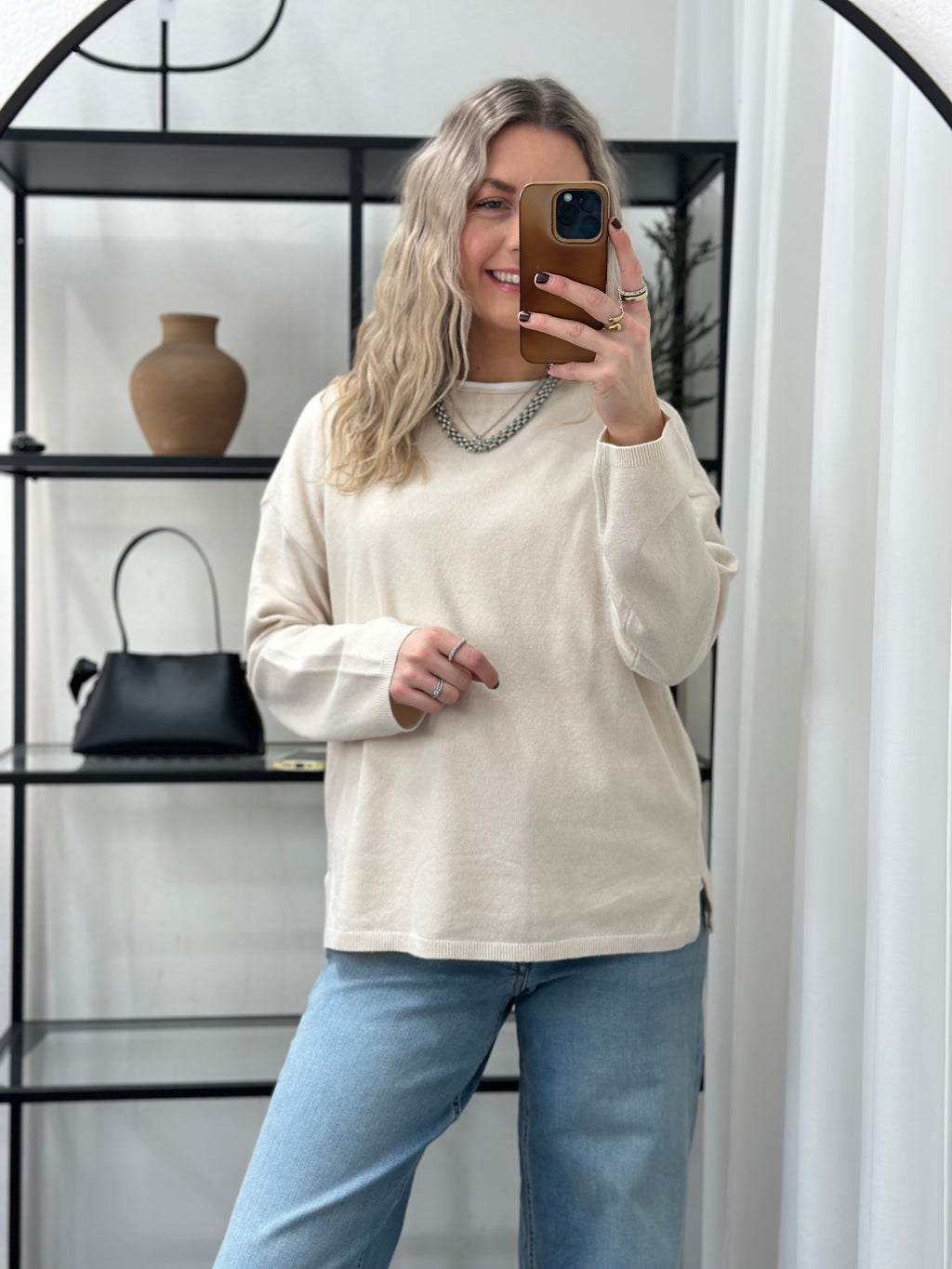 ONLY - LOYAL AMALIO LIFE LS O-NECK - MOONBEAM/MELANGE