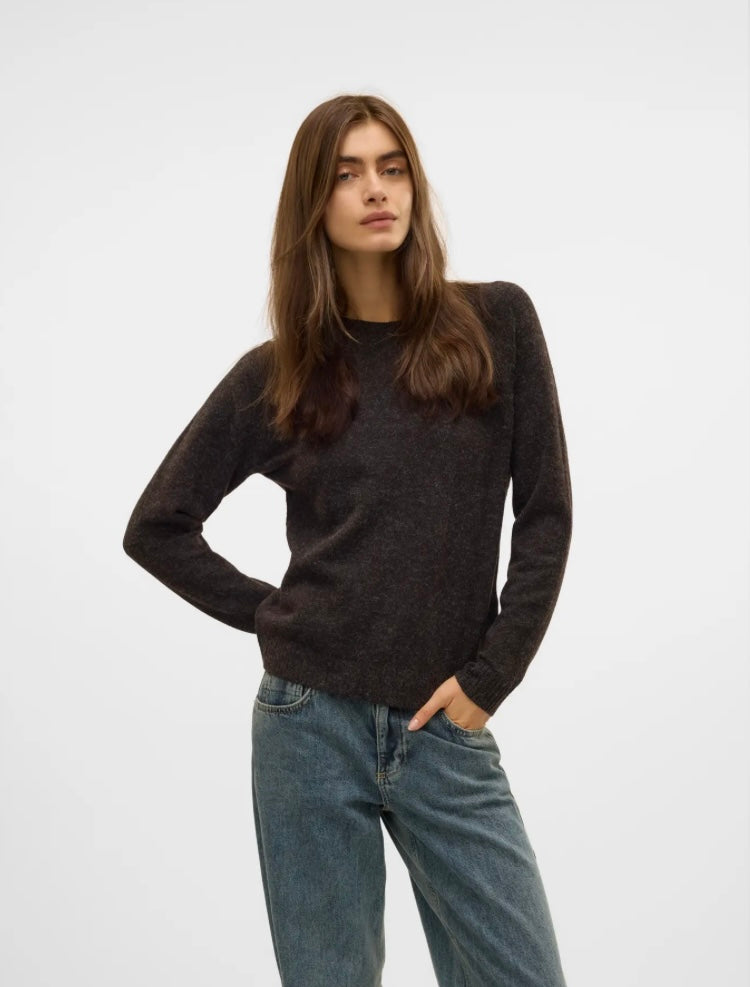 VEROMODA - DOFFY LS O-NECK BLOUSE - CHOCOLATE TORTE