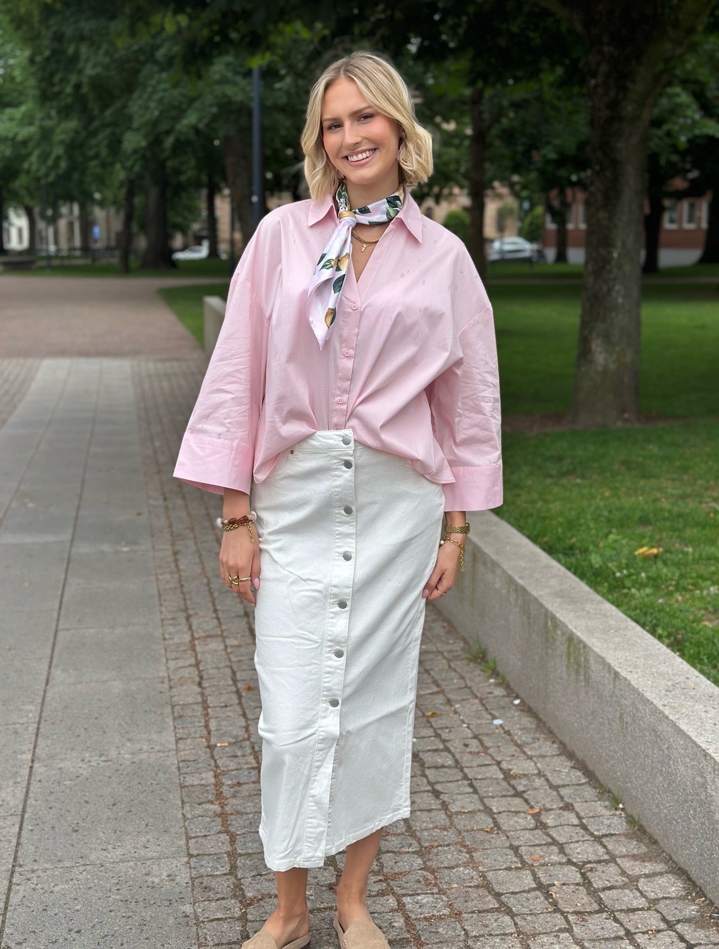 JDY - MIO 7/8 SHIRT - CHALK PINK