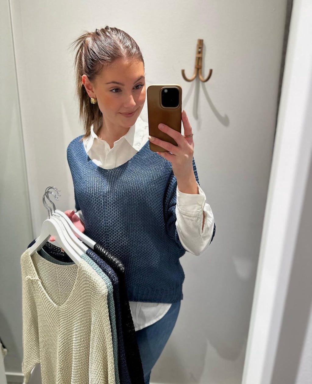 MARTA - STICKAD TRÖJA 7010 - JEANS