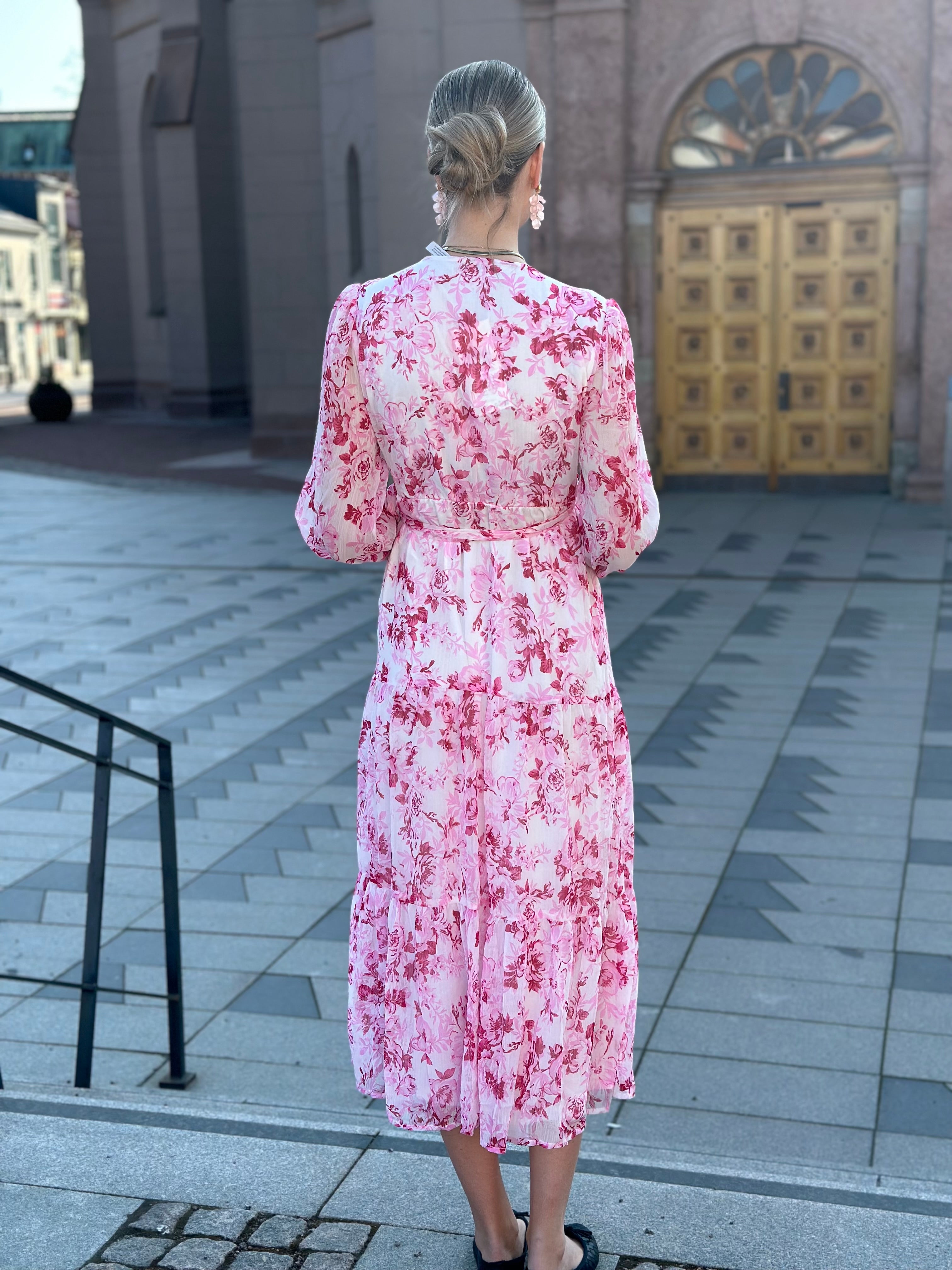 ONLY - MIRIAM LS WRAP MIDI DRESS - PINK MARSHMELLO/PORCELAIN
